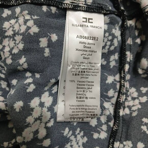 Elisabetta franchi abito Donna womens medium floral mini black cream blossoms - Picture 9 of 10